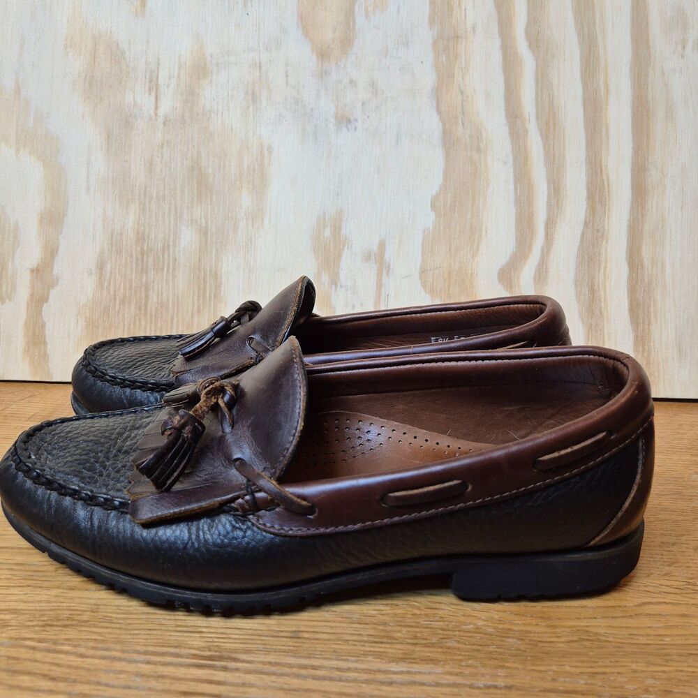 Allen Edmonds Nashua Men's 9.5D Black Brown Leather Tassel Kiltie Loafers